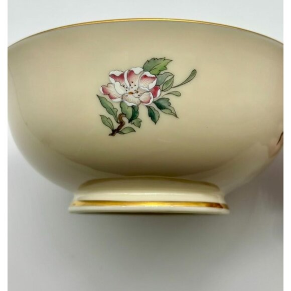 Vintage Lenox Serenade Small Decorative Dish Bowl Gold Rim Bird Flower Motif USA - Picture 2 of 13
